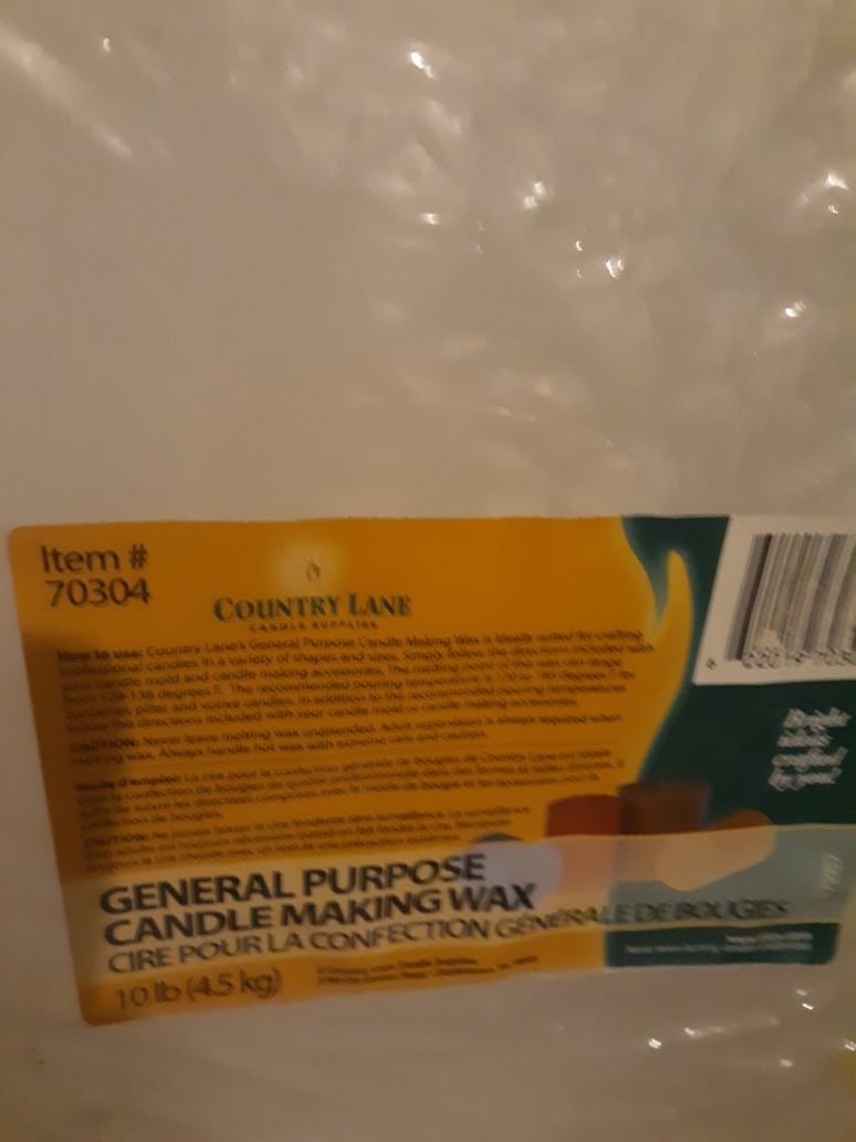 COUNTRY LANE 10LB WAX BLOCK FOR CANDLE MAKING