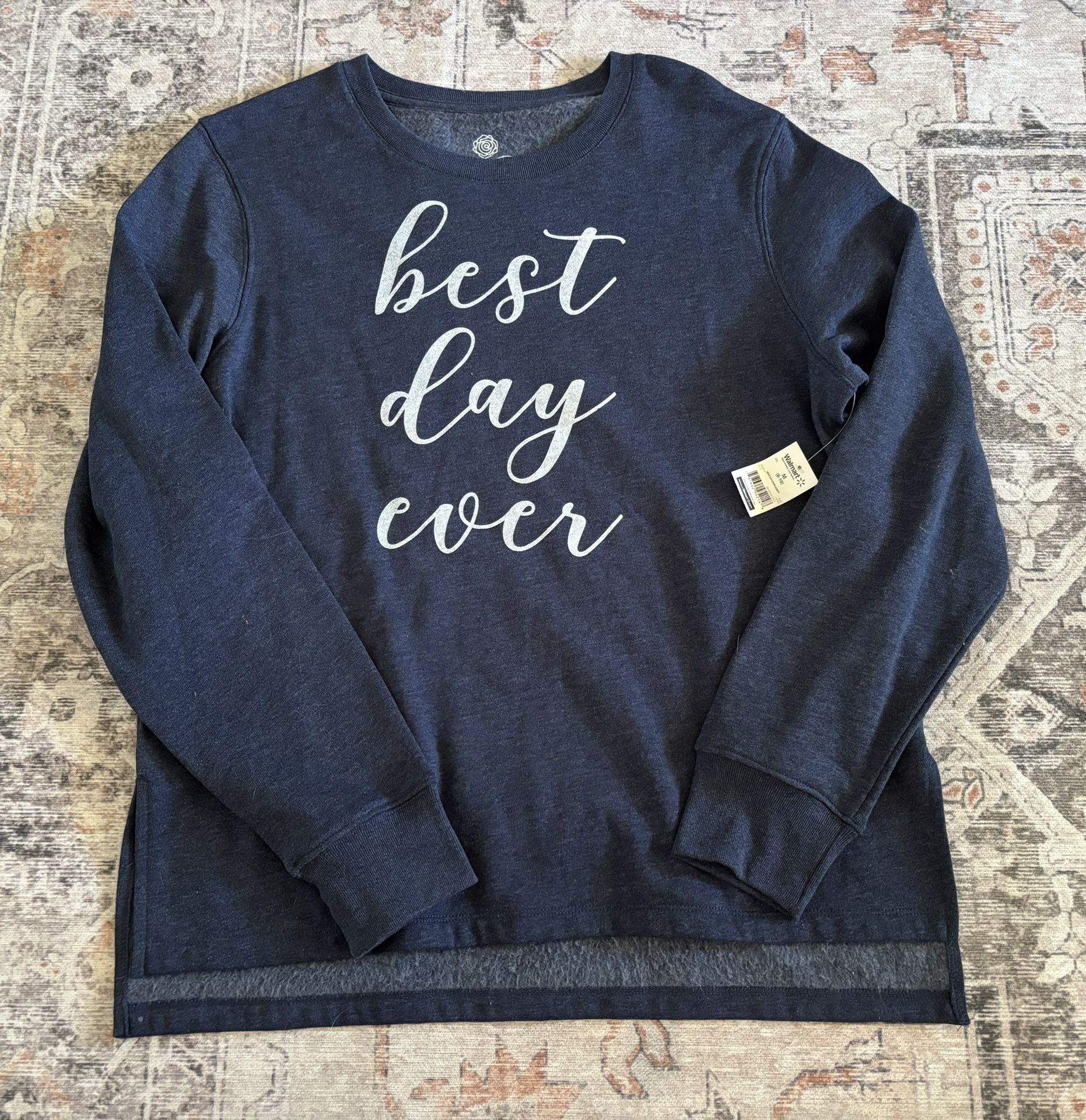 NWT Women’s “Best Day Ever” Navy Blue Graphic Long Sleeve Sweatshirt