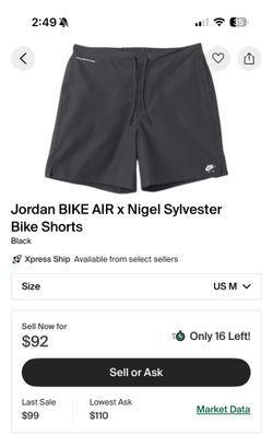 Jordan BIKE AIR × Nigel Sylvester Shorts Sz M