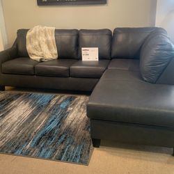 Leather Match Sectional Grey