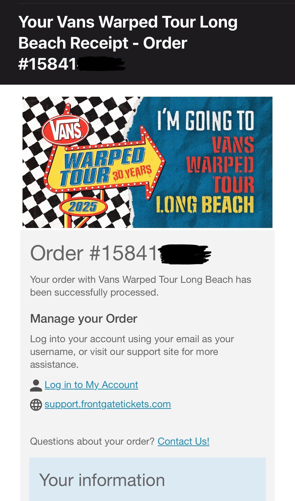 2 GA VANS WARPED TOUR LB TICKETS