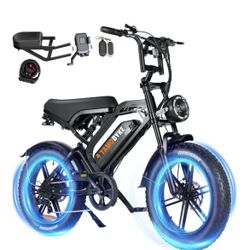 Moped Style 750W/1500W Electric Bike for Adults,28mph/30mph/33mph Ebike&34-80Miles PAS Range,48V15.6ah/18.2ah/ (874Wh) Larger Battery, 20'' Fat Tire E