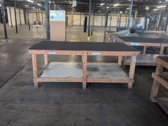 Heavy-Duty Wooden Workbench with Lower Shelf
