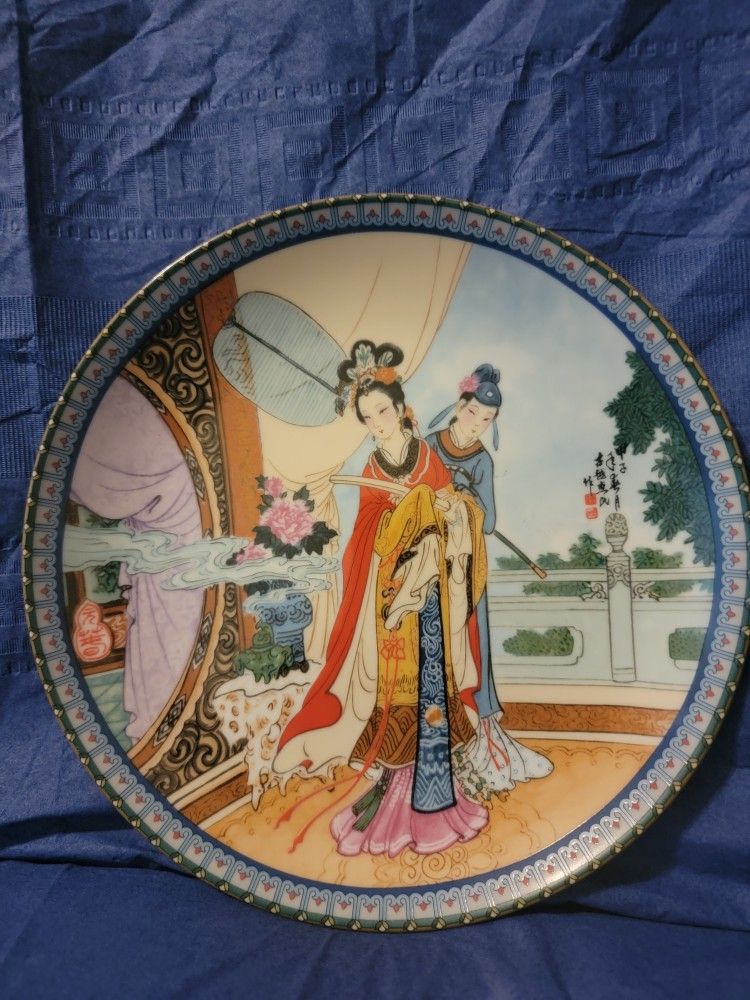 Three Imperial Jingdezhen Porcelain Plates Beauty of the Red Mansion by Zhao Hu