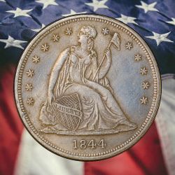 1844 Seated Liberty Dollar Silver Plated Novelty Coin - Cir