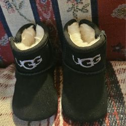   BABY UGG  INFANT  SHEEPSKIN  LINED  WINTER  BLACK SUEDE  BOOTS 