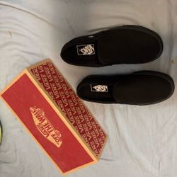 Canvas Black Vans Slip On (W 6.5)