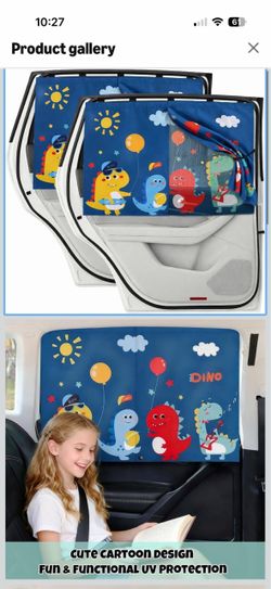 NEW Cute Dinosaur Car Sun Shades for Kids – 2 Pack – UV Protection
