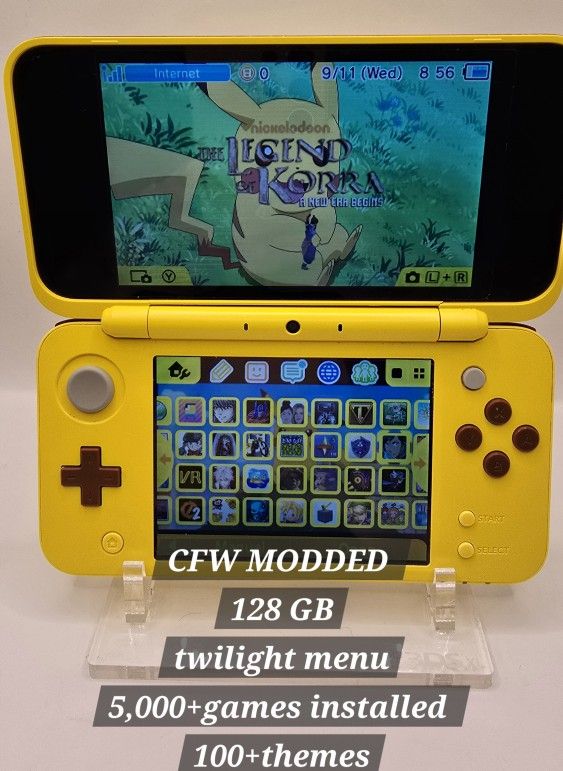 New Nintendo 2DS XL Pikachu Edition in Yellow W/128 GB