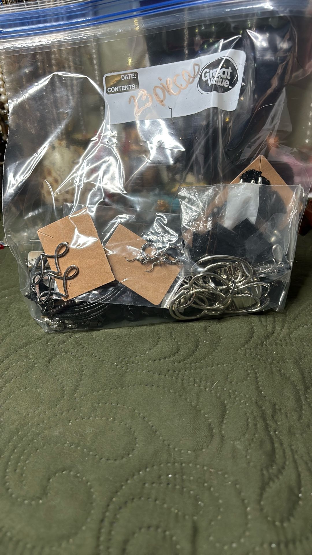 Silver Tone And Black Jewelry
