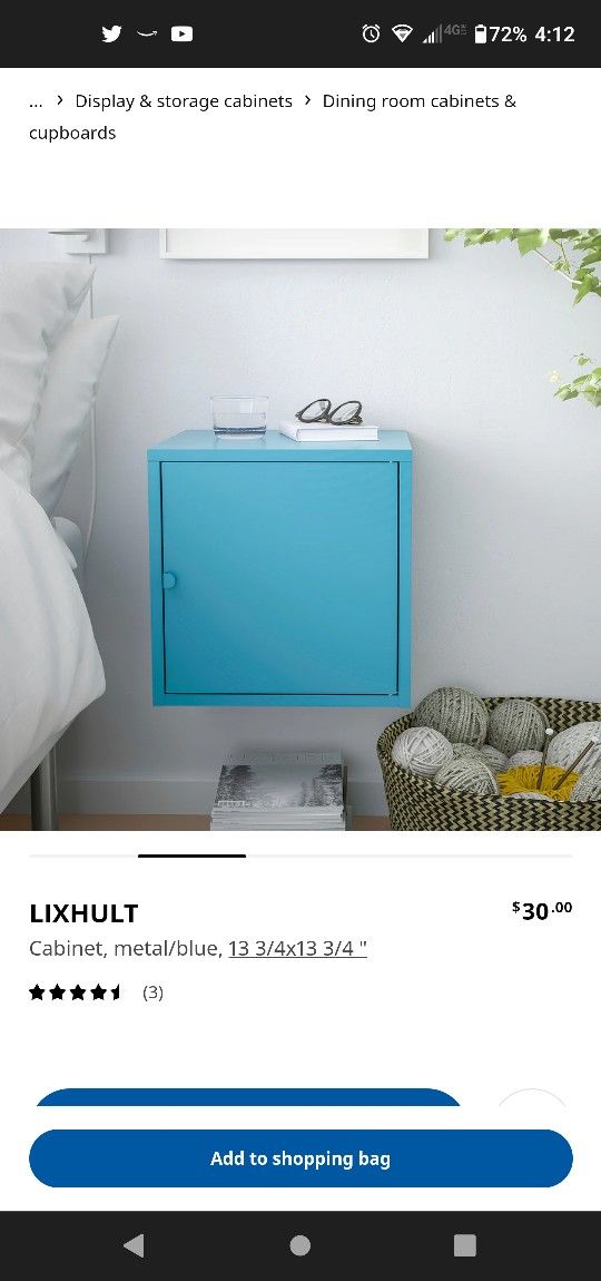 2 Ikea Lixhult Metal Wall Cabinet /Storage Box In Pink And White