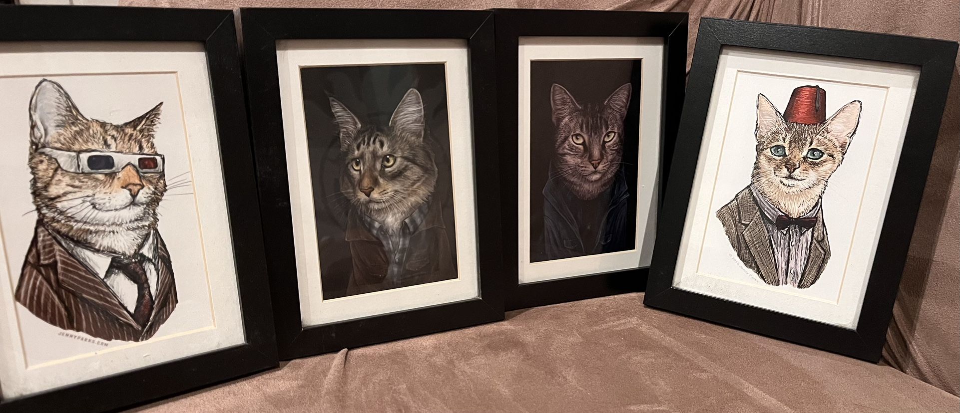 Framed Cats Set Of Four 