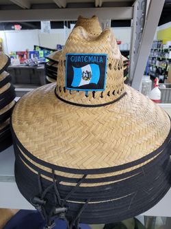 Straw Hat with Square Badge Assorted Styles