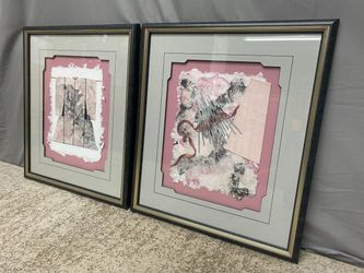 Original Framed Japanese Collage Art Pieces by J.C. Mortensen (Set of 2)