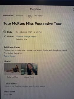 Tate McRae Ticket