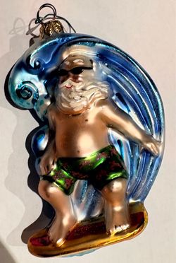 Vintage Christopher Radko Glass Ornament - "Catch the Wave" (from the 1(contact info removed) Collection)