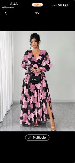 Black and Pink Floral Maxi Dress