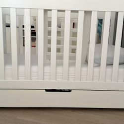 Baby Crib Convertible With Storage White 