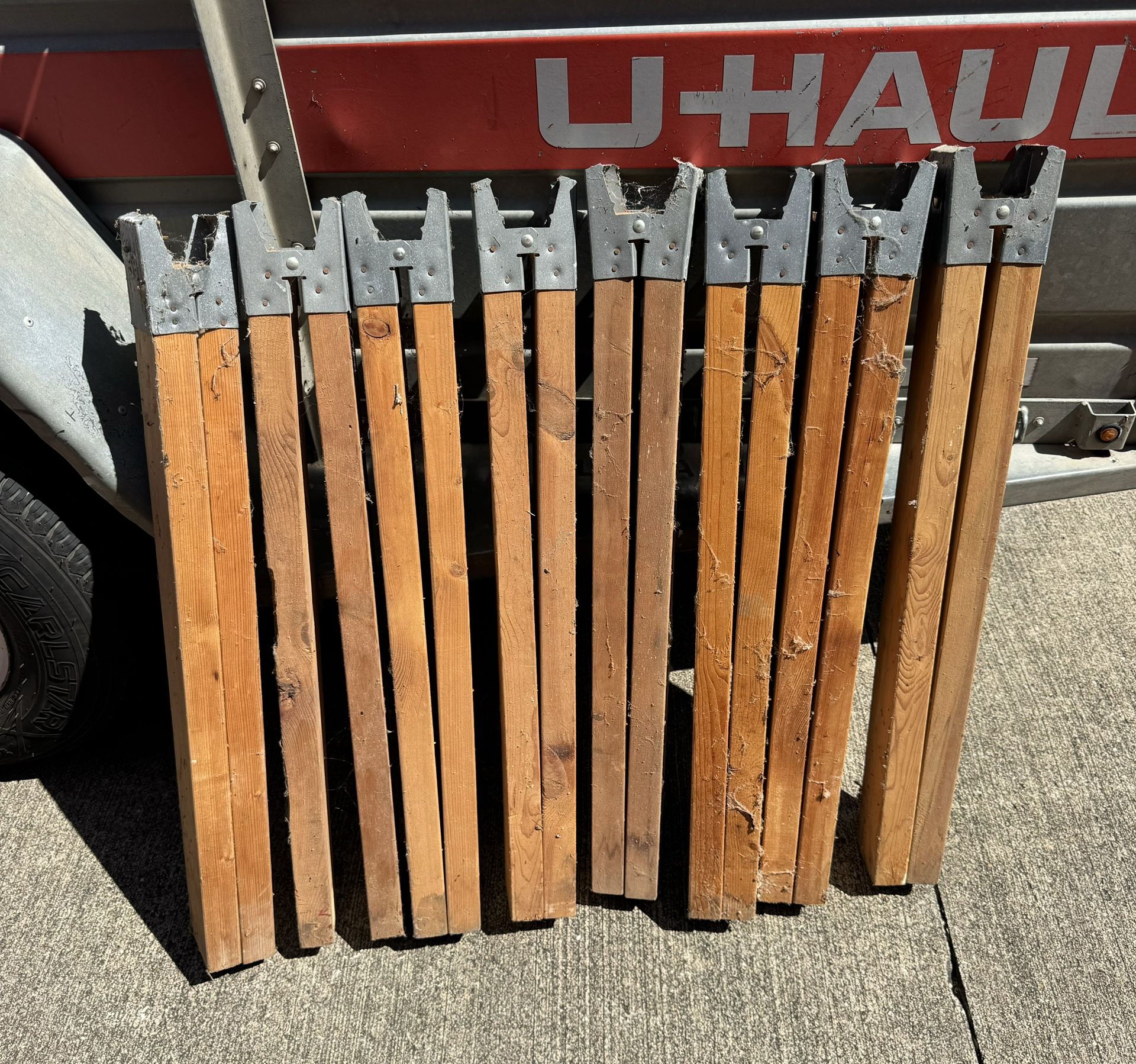 wood sawhorses with metal clamos - 4 pairs ! - 8 of them!