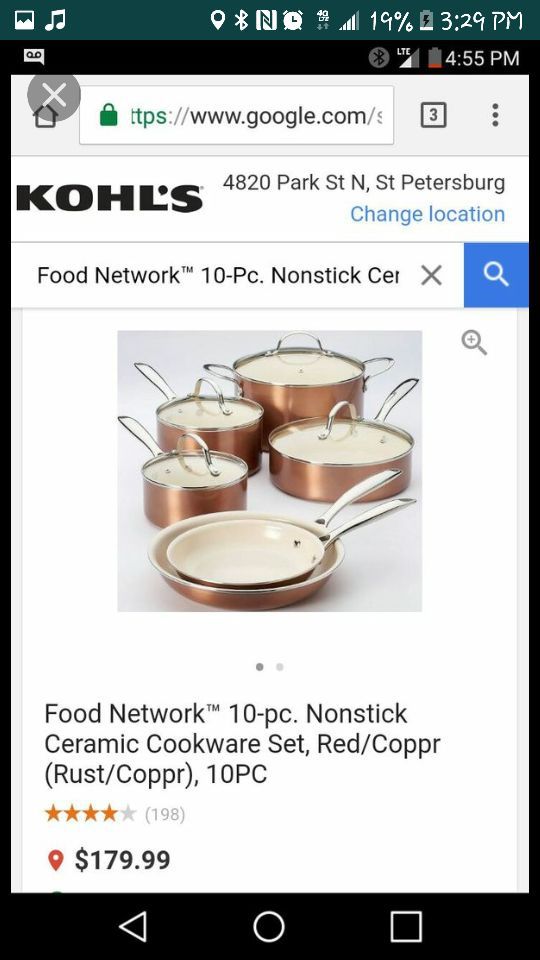 •• Food Network™ 10-pc. Nonstick Ceramic Cookware Set, Red/Coppr (Rust/Coppr), 10PC