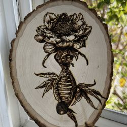 DNA Science Sci-Fi Flower Lover Coaster Centerpiece Wall Decorations Pyrography Art Wood Burning Handmade Customized 