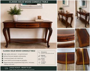 Classic Solid Wood Console Table / Sofa Table