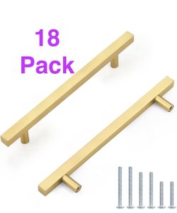 Gold Cabinet Pulls T-Bar Handles 18 Pack