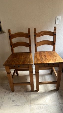 Two(2)Solid Wood Barstools
