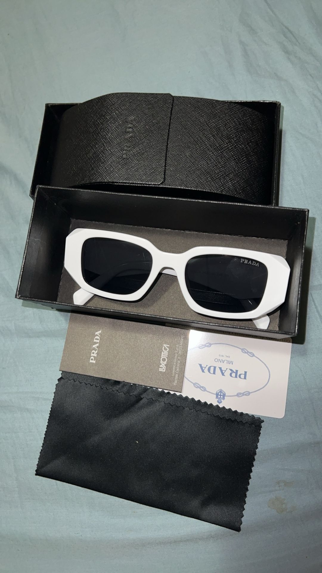 White Rectangle Prada Sunglasses