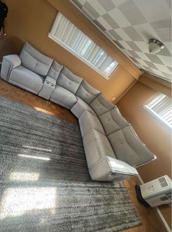 Gray Fabric Reclining Sectional Sofa