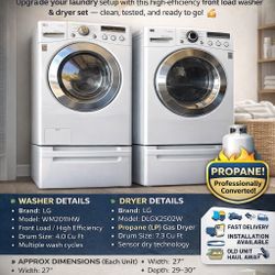 LG Front Load Washer & Dryer Set – Propane converted 