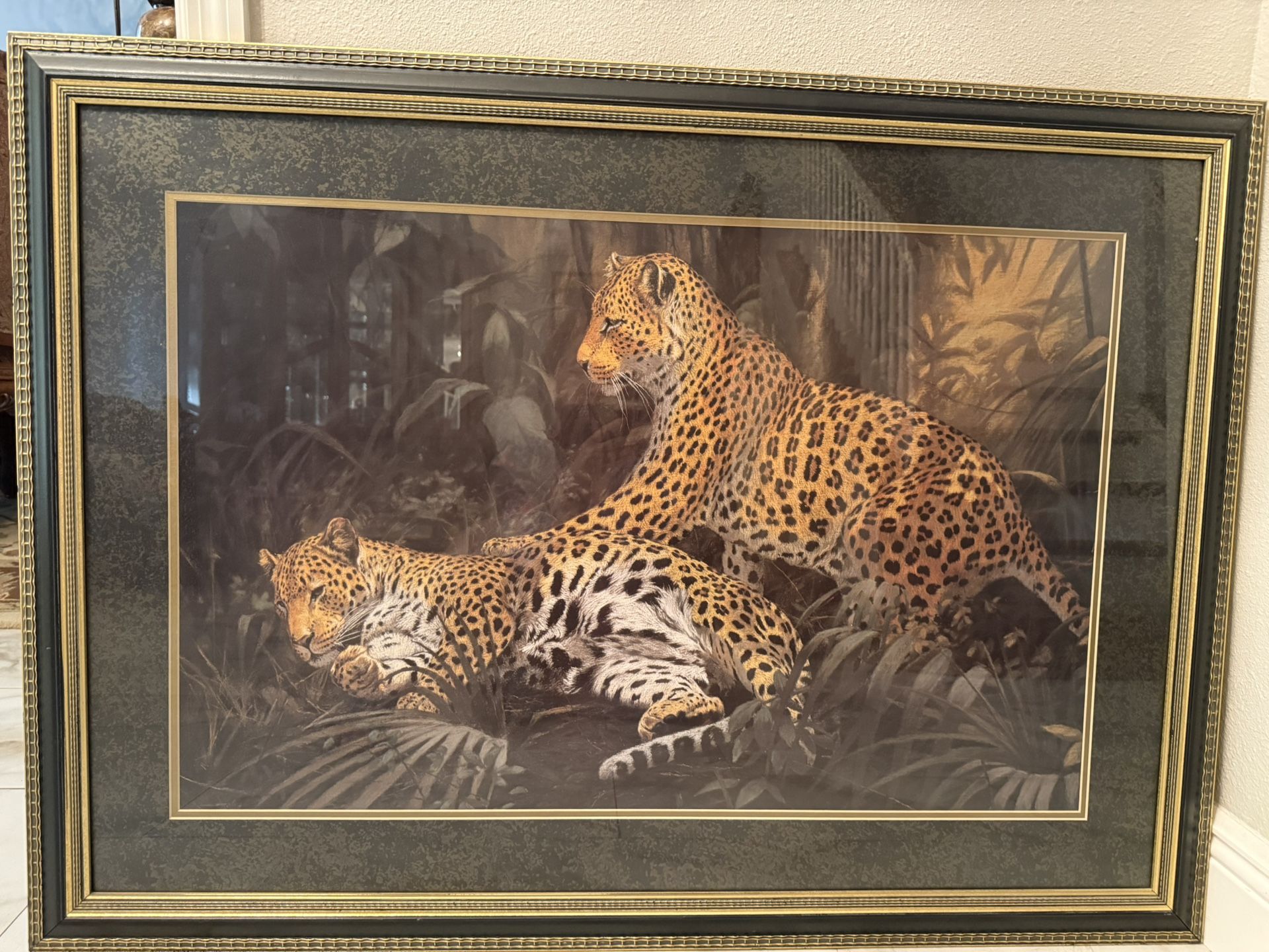 Framed Leopard Art Print for sale .$30 Dollars Obo