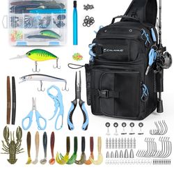 🎣 Complete Fishing Sling Bag Kit + Full Tackle Set (Loaded Bundle!)