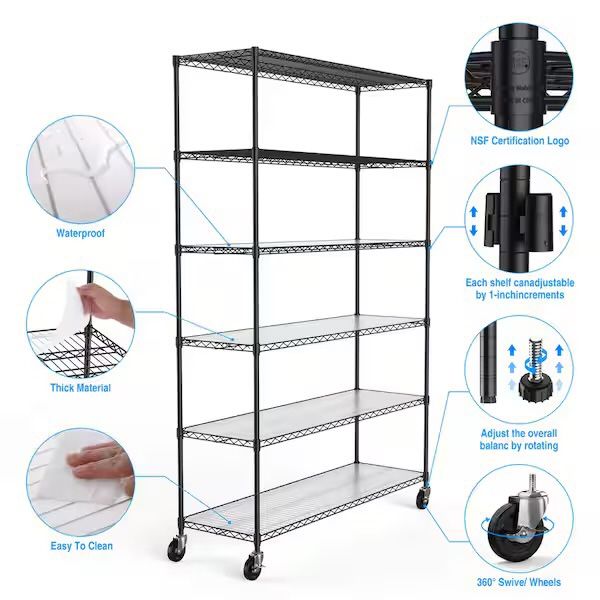 Six Tier Metal Wire Shelf