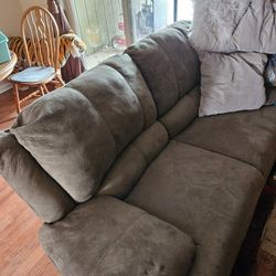 Sofa Recliner Green Microfiber Loveseat