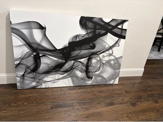 Z Gallerie Large Black & White Smoke Canvas Wall Art – 54” × 36”