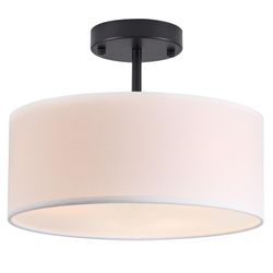 13in Black Drum Semi Flush Mount Light