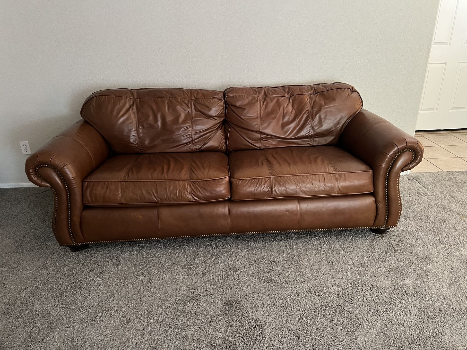 Bernhardt Cognac Color Leather Couch