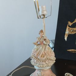 A Pair Italian Porcelain Night Stand Lightso For Girls. 