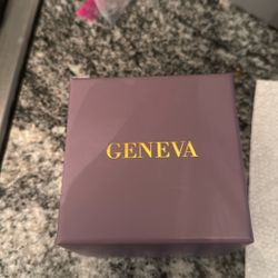 Geneva Women’s Silver Watch With Cubic Zirconia Diamonds