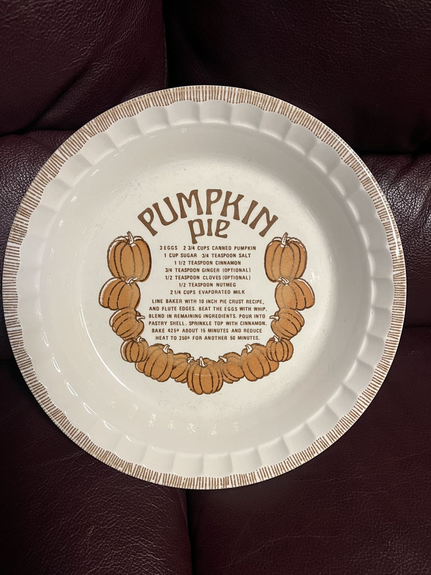 Pumpkin Pie Ceramic Baking Dish