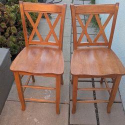 Wood Stools (Pair)
