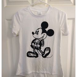 Disney ☠️Mickey - Skeleton☠️ Women's Cap Sleeve Tee - XS
