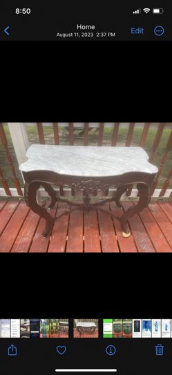 Antique Wood Table With Marble Top