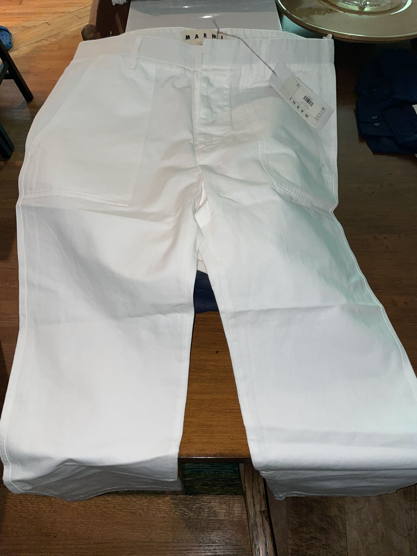 Marni Men’s White Twill Work Pants Italian Size 52 (US Large) Retails $576- New with Tags