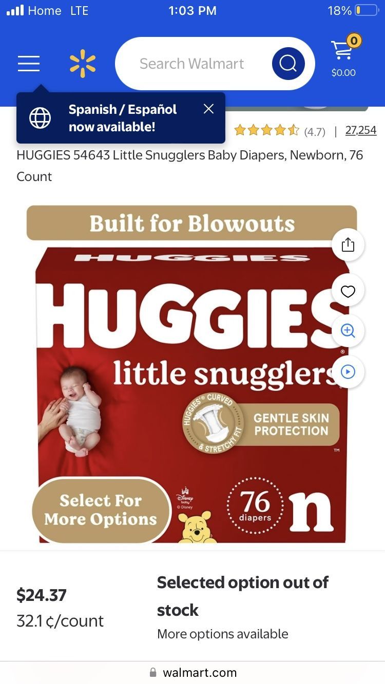Huggies Sizes (N) 15$ 76 Ct