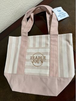 Brown Trader Joe’s striped mini tote