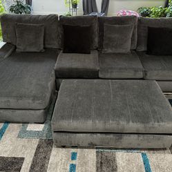 Sofa with chaise & ottoman