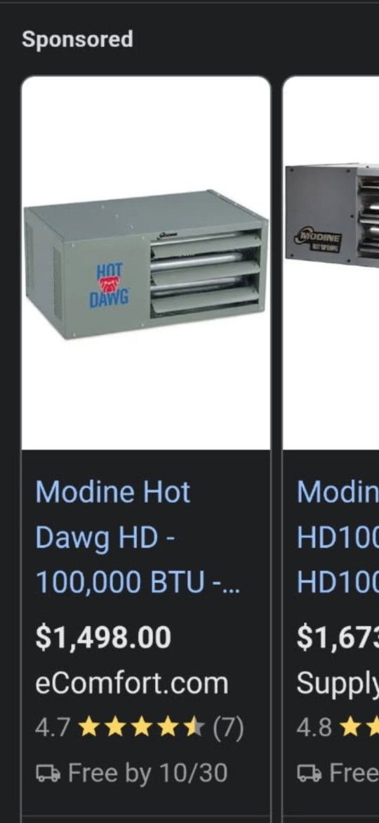 Modine 100,000 Btu Hot Dawg Gas Heater