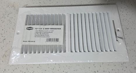 12x6 Inch Ac Vent, 2 way air deflection.  New And Sealed